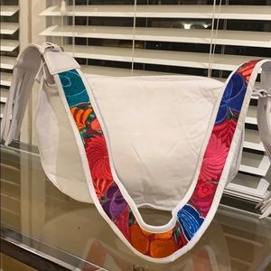 New white purse 👜 with embroidery strap hand made